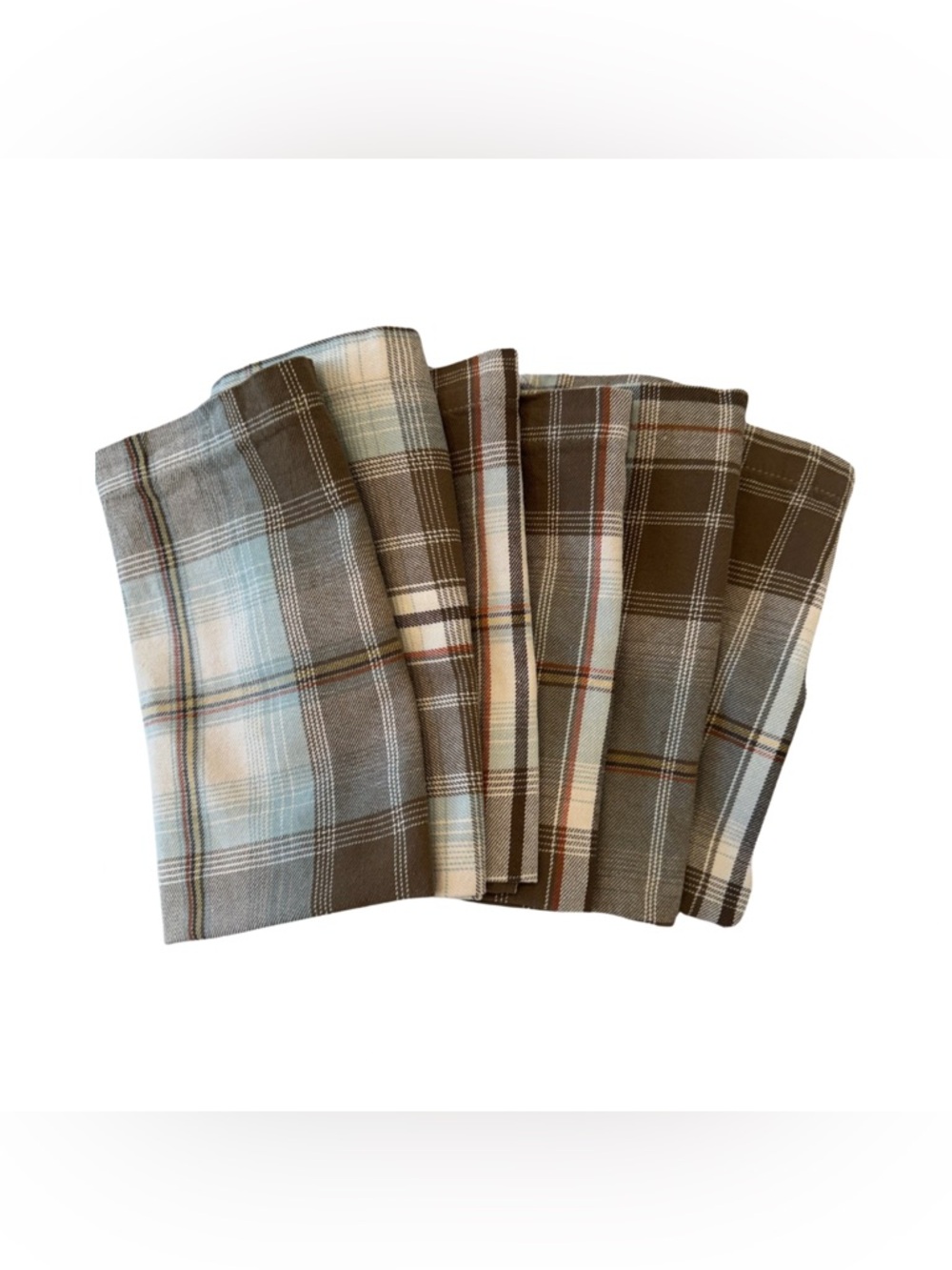 Like New Pottery Barn Plaid Cotton Napkins - Set of Six